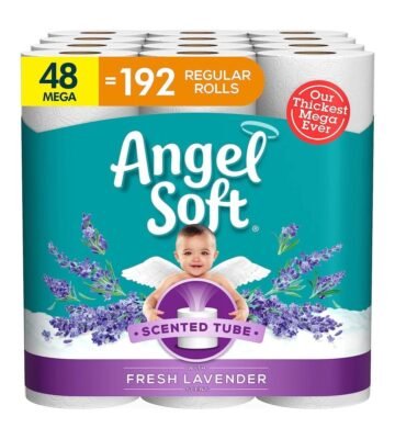 Angel Soft Toilet Paper with Fresh Lavender Scent. 48 Mega Rolls = 192 Regular Rolls. 2-Ply Bath Tissue