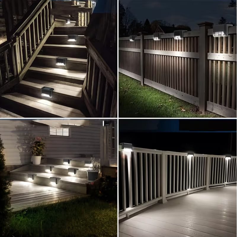 Solar deck lights for railing