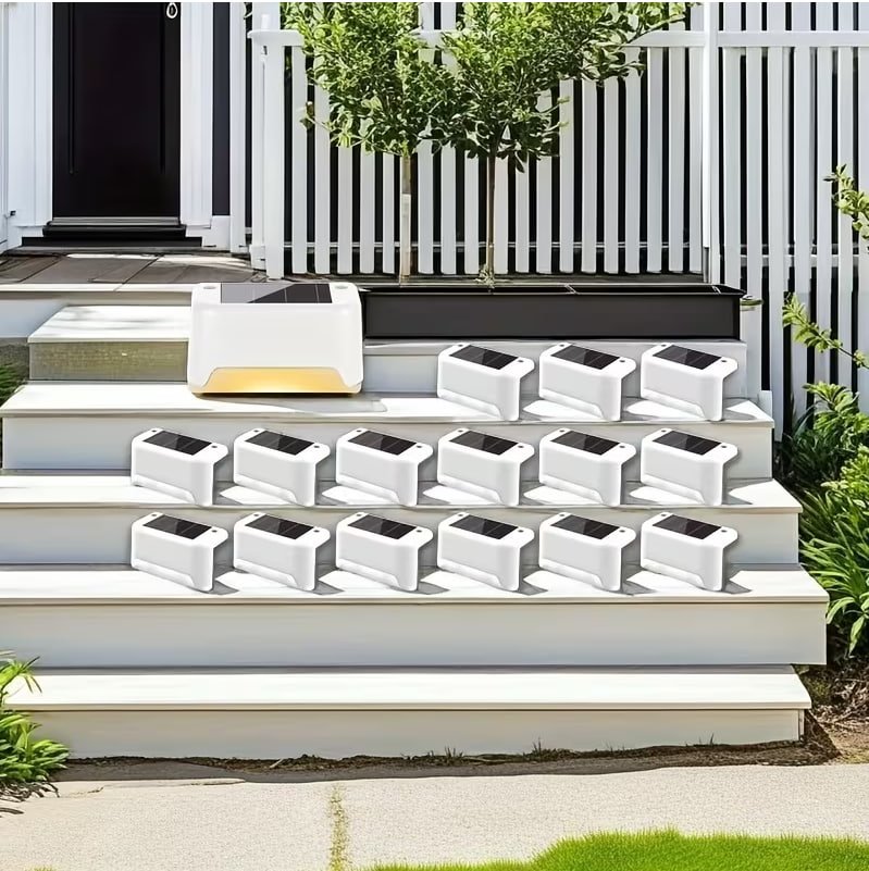 Solar lights on front steps
