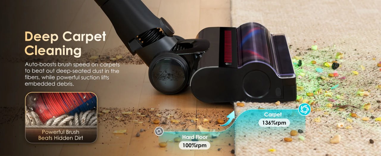 Deep carpet cleaning cordless vacuum