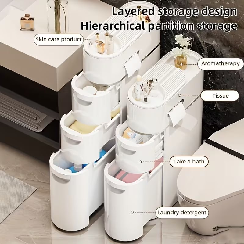 Layered storage cabinet
